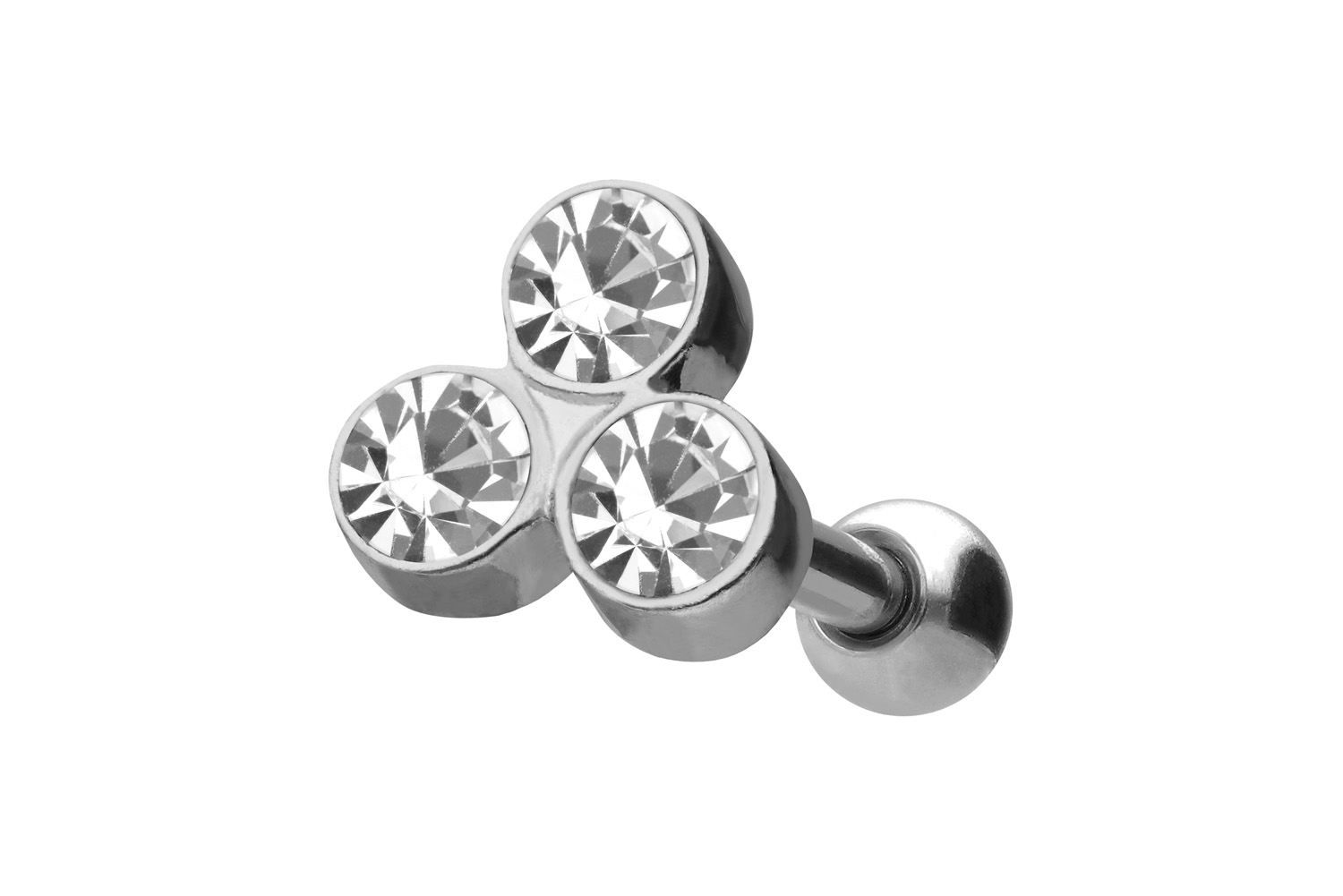 Chirurgenstahl Ohrpiercing 3 KRISTALLE